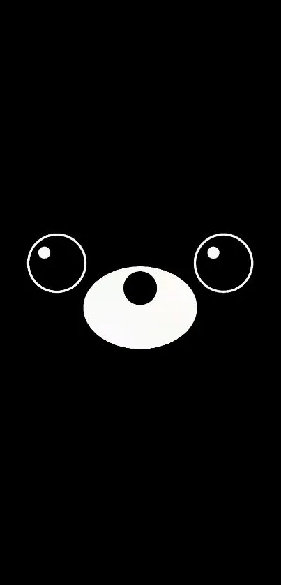 Minimalist black wallpaper with a bear face design.