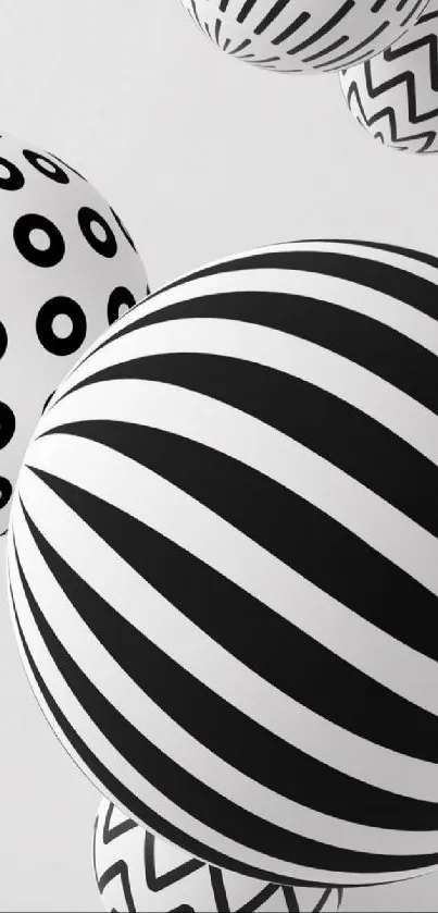 Black and white spheres mobile wallpaper.