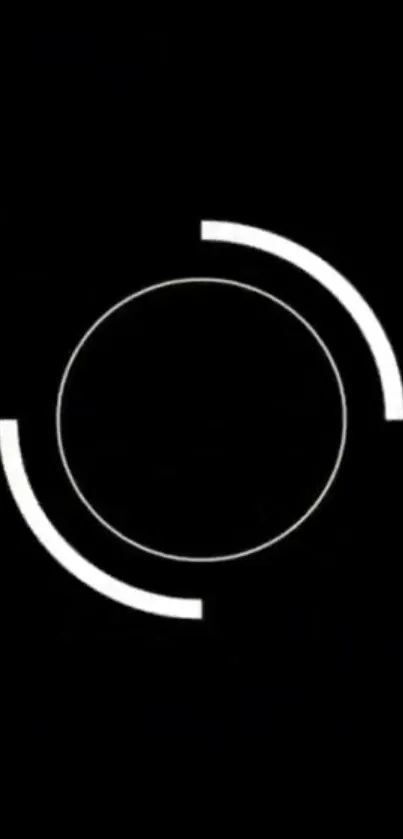 Minimalist black circle design with white accents.