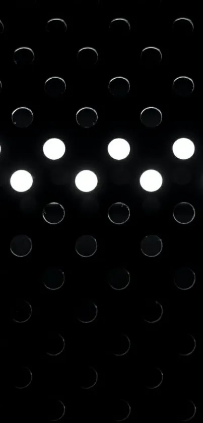 Minimalist black wallpaper with white dots.