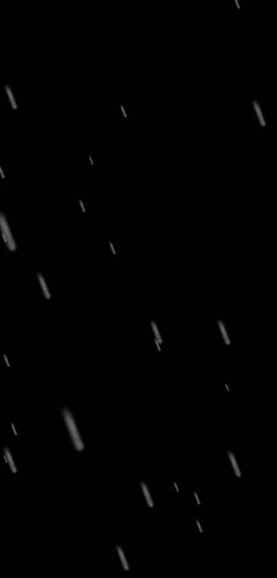 Minimalist black wallpaper with abstract rain streaks for mobile screens.