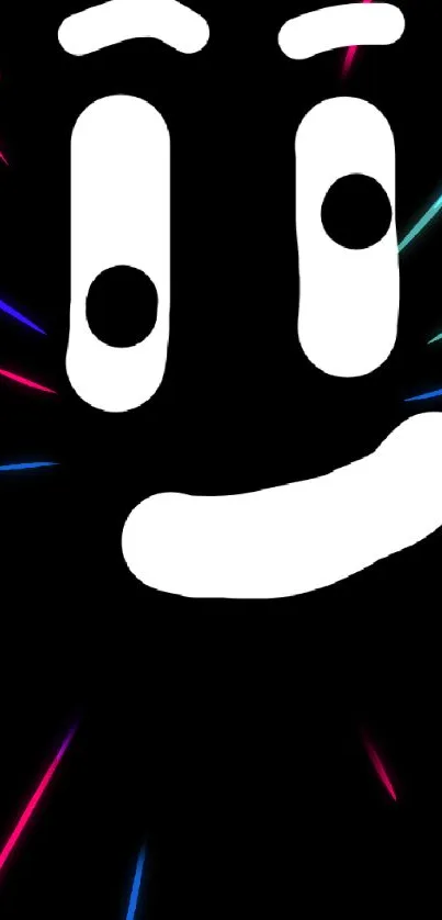 Black minimalist smile face mobile wallpaper.