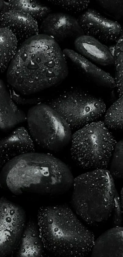 Minimalist black stones with water droplets wallpaper.