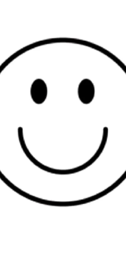 Minimalist black and white smiley face wallpaper for mobile.