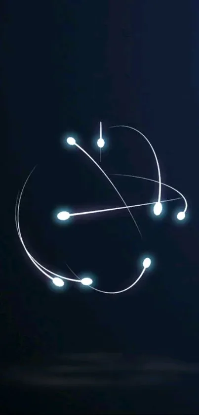 Abstract neon design with glowing lines on a dark blue background.