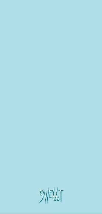 Minimalist light blue phone wallpaper with text at the bottom.