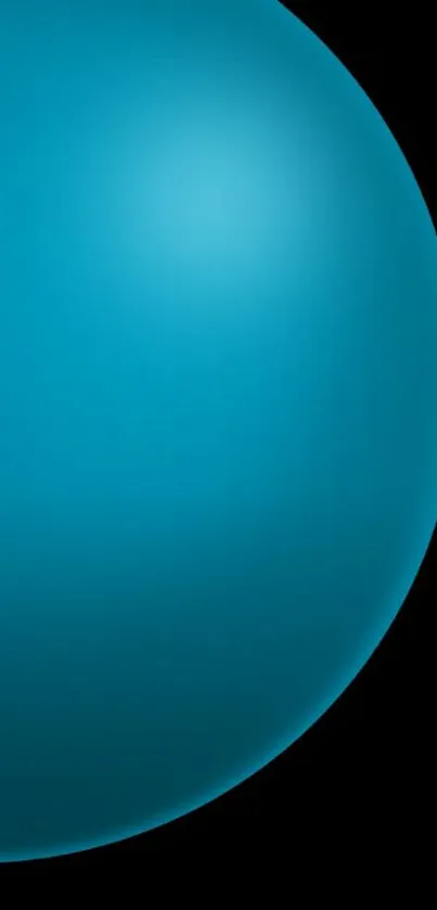 Minimalist blue sphere on black background.