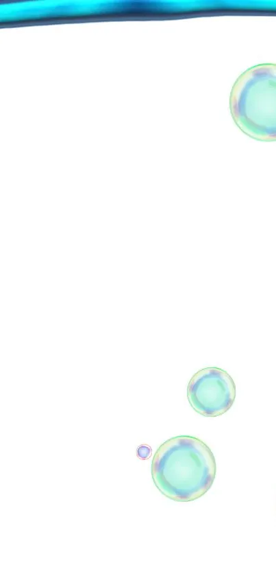 Minimalist phone wallpaper with colorful bubbles on a white background.