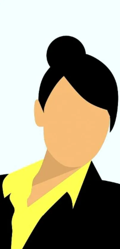 Minimalist wallpaper of business woman in yellow and black outfit.