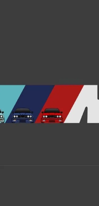 Minimalist wallpaper with cars and stripes on dark background.