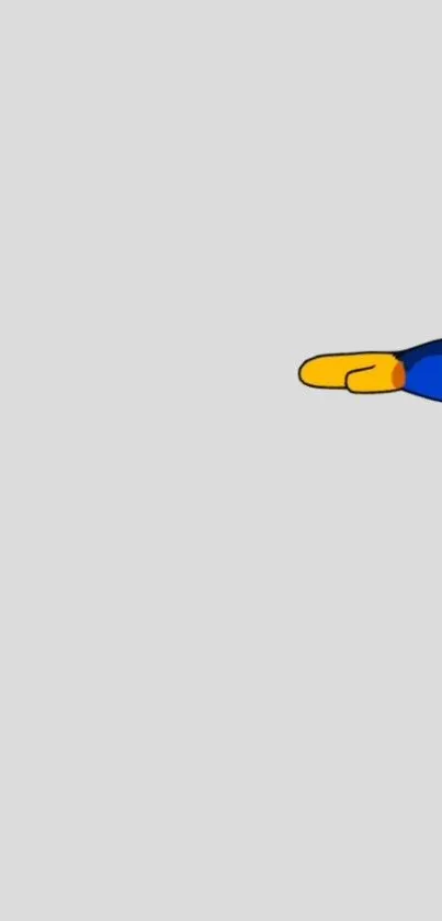 Minimalist wallpaper of cartoon hand with vibrant colors on a gray background.