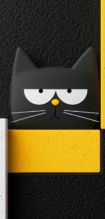 Minimalist cat design in black and yellow wallpaper.