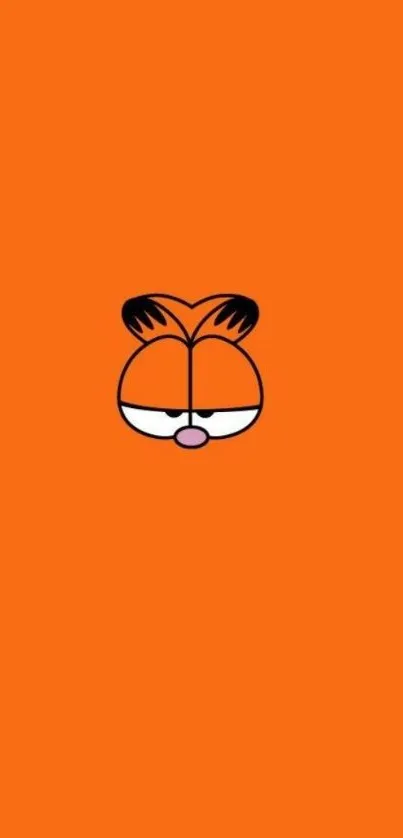 Minimalist orange wallpaper with a cartoon cat face.