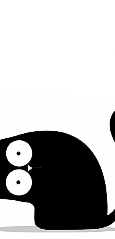 Minimalist black cat cartoon on a white background.