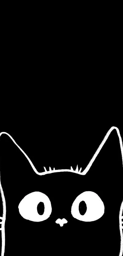 Minimalist black and white cat wallpaper for mobile.