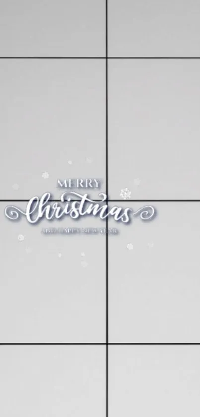 Minimalist Christmas wallpaper with grid design and festive text.