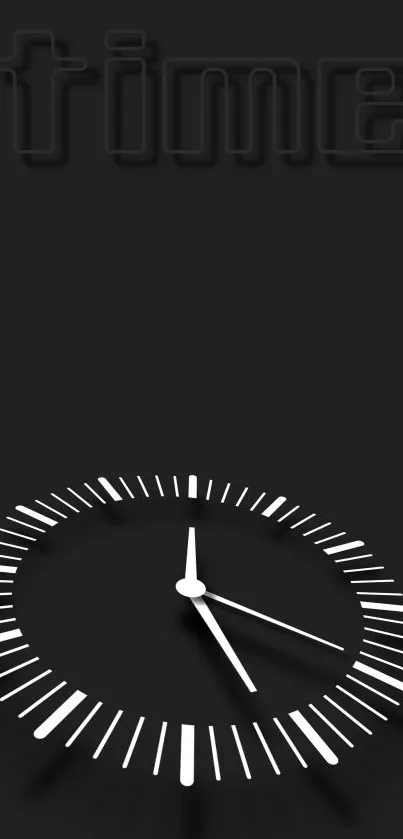 Minimalist clock design wallpaper for mobile with a black background.