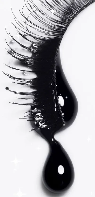 Minimalist black eyelash art on white background wallpaper.