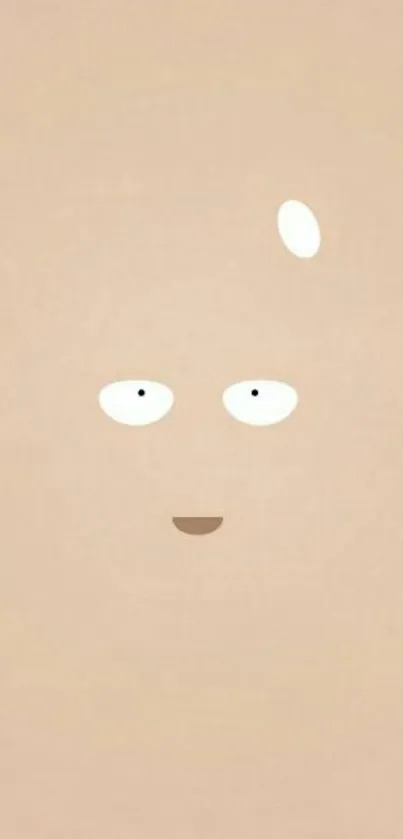 Minimalist cartoon face on beige background wallpaper.