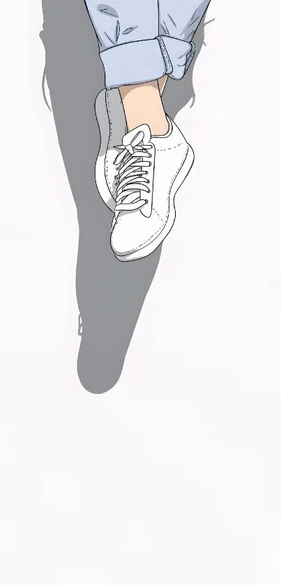 Minimalist illustration of feet in sneakers against a light background.