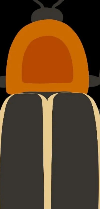 A minimalist firefly with black and orange design on a mobile wallpaper.