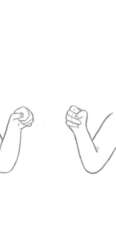 Minimalist line art of two fists in black and white.