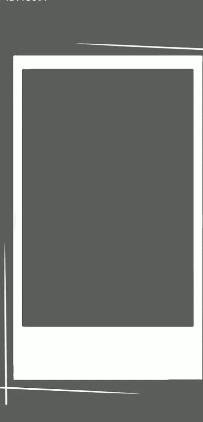 Minimalist phone wallpaper with a white frame on dark gray background.