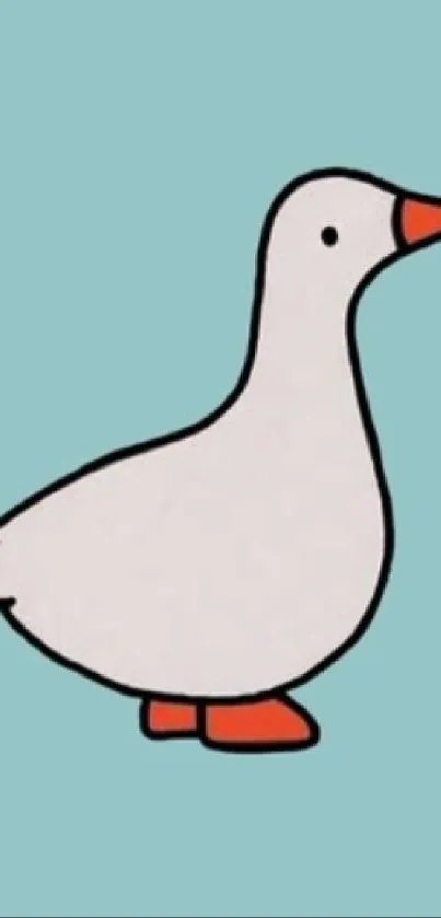 Minimalist cartoon goose on a light blue background.