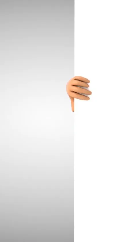 Minimalistic wallpaper with a 3D hand on a gray and white background.