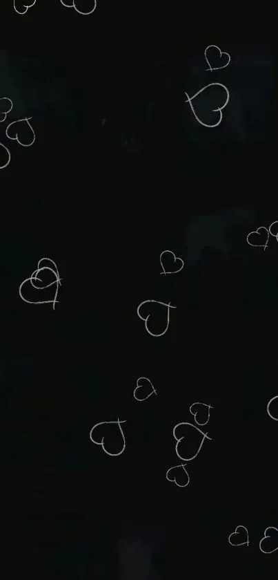 Minimalist dark wallpaper with white hearts.