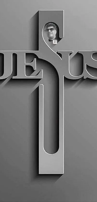 Jesus cross design in gray minimal style.