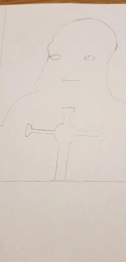 Minimalist sketch of a knight with a sword on a beige background.