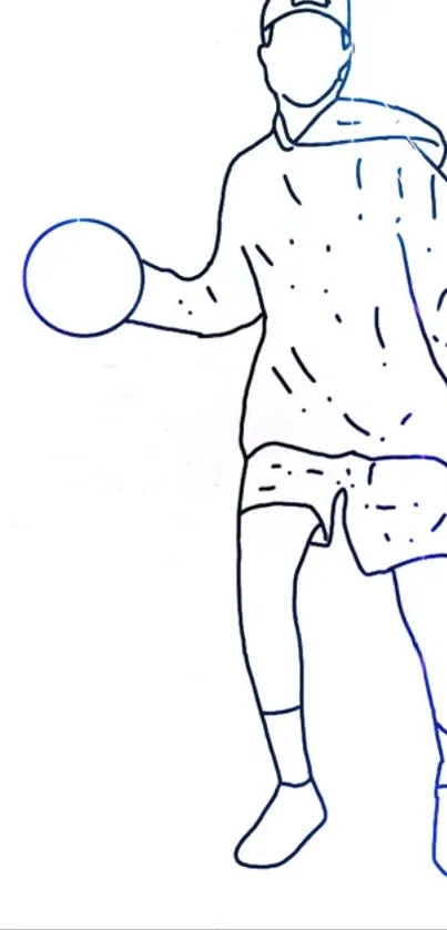 Minimalist line art of an athlete with a ball in hand.