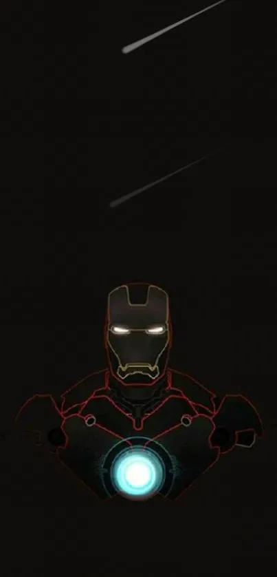 Minimalist neon superhero wallpaper with black background.