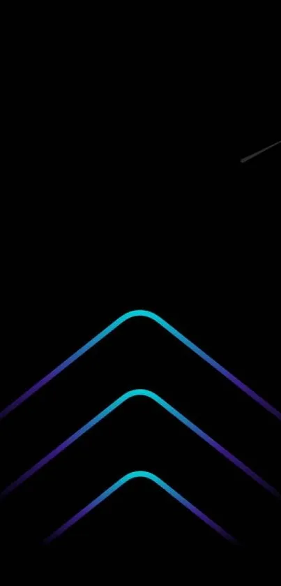 Minimalist wallpaper with neon lines on black background.