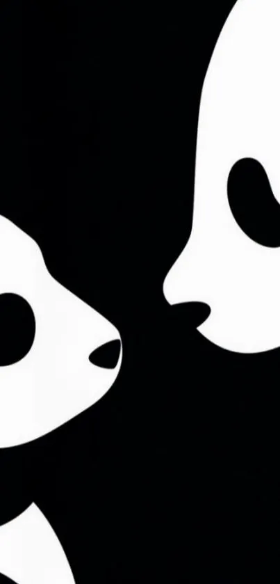 Minimalist black and white panda art wallpaper for mobile devices.