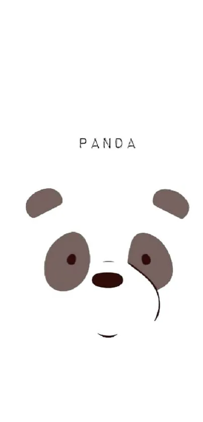 Cute minimalist panda face wallpaper with white background.