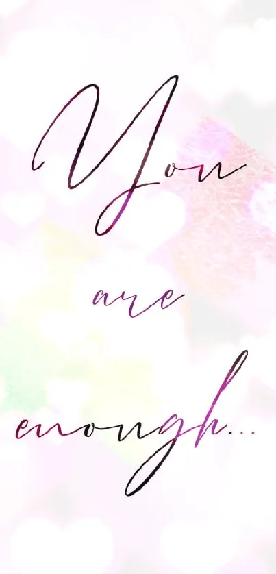 Minimalist pastel phone wallpaper with 'You are enough' text.