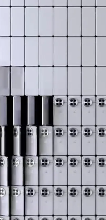 Stacked gray smartphones in minimalist design.