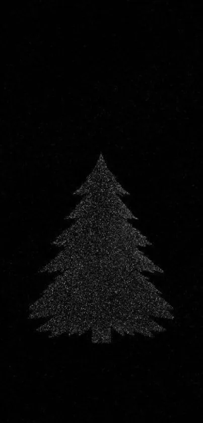 Minimalist black wallpaper with a sparkling pine tree design.