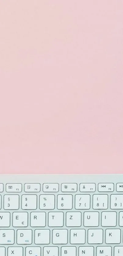 Minimalist pink wallpaper with keyboard and pen.