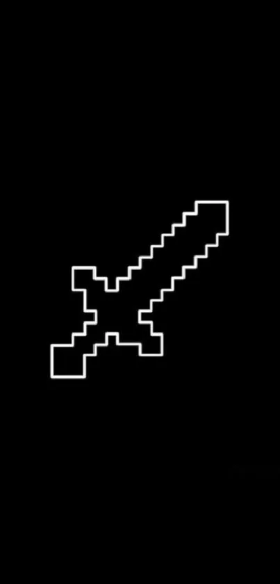 Pixelated sword on a black background.