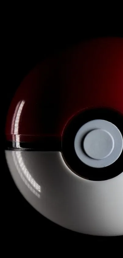 Minimalist Pokeball design mobile wallpaper with red, white, and black colors.