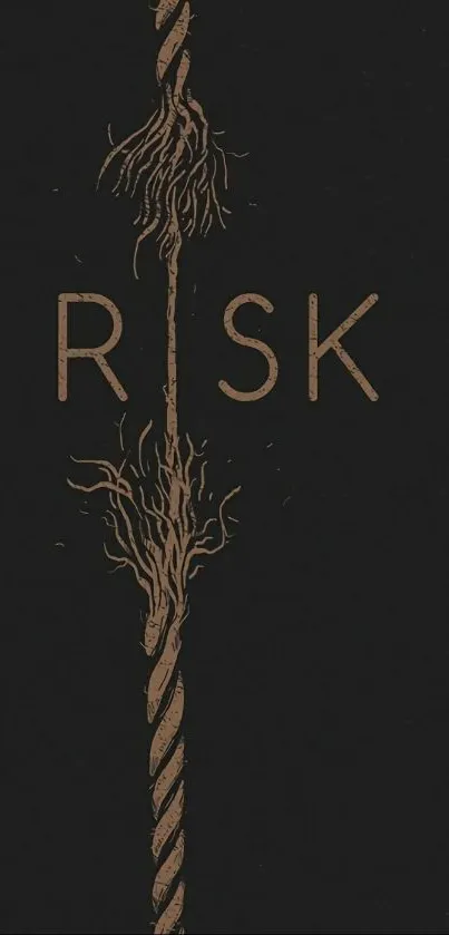 Minimalist rope design with dark theme and 'Risk' text on mobile wallpaper.