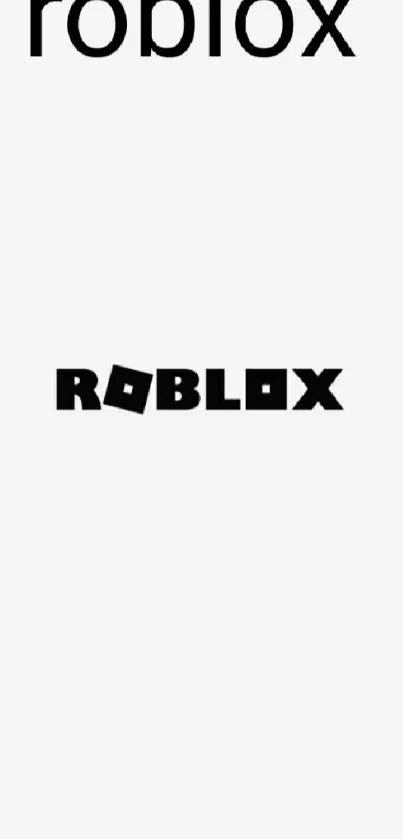 Minimalist Roblox wallpaper with black logo on white background.