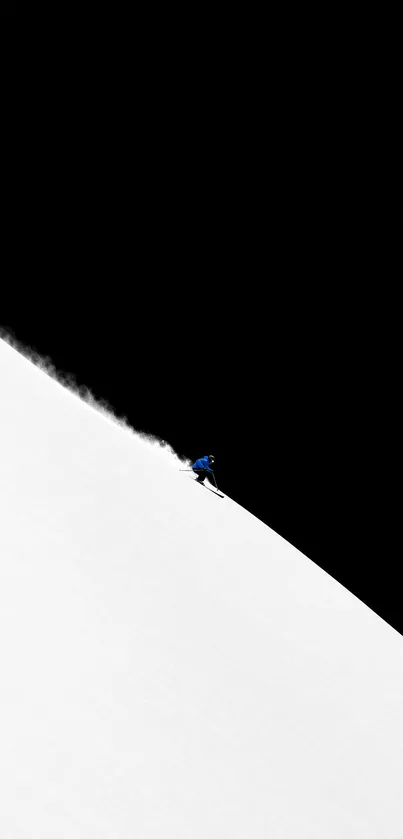 Minimalist ski adventure on snowy slope mobile wallpaper.