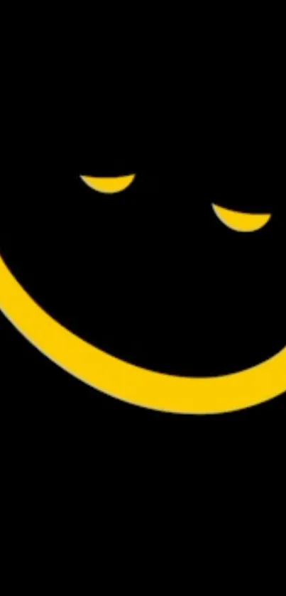 Minimalist yellow smiley face on black background wallpaper.