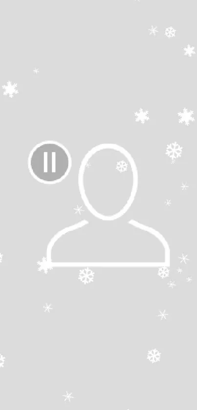 Light gray wallpaper with snowflake silhouette and line art on mobile screen.