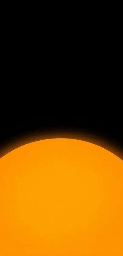 A minimalist wallpaper of a solar eclipse with an orange and black design.