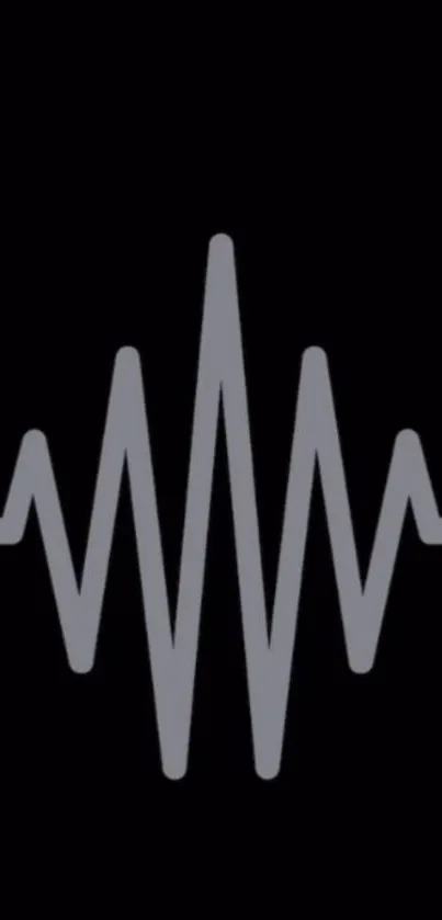 Minimalist grey sound wave on black background wallpaper.